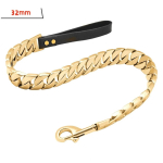 Roostevabast terasest koerarihm Lemmiklooma rihm T&otilde;mme Supertugev Kuldne Kaelarihma ahel 32mm 19mm Buldog Pitbull Suure koera kaelarihm rihm 2FT60CM