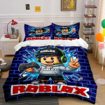 Robloxi m&auml;ngija voodipesukomplekt Voodipesu Tekikoti komplekt Tekikott Padjap&uuml;&uuml;rid (1 * Tekikott 2 * Padjap&uuml;&uuml;ri, ilma tekita) 135x200cm blue