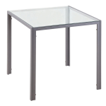 Kaasaegne ruudukujuline s&ouml;&ouml;gilaud 2-4 inimesele, klaasist pealse ja metallist jalgadega s&ouml;&ouml;gituppa, elutuppa, hall 75 x 75 x 75 cm hall