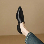 Naiste kevad-s&uuml;gis Retro Terava Ninaga Pedaaliga Pehmest Nahast Mokassiinid K&otilde;ikuvad Paksude Kontsadega Keskmise Kontsaga Moodsad &Uuml;hed Kingad 40 gray
