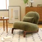 Aksenttool t&auml;ispuidust jalgadega, Kangast elutoatool pehme padjaga, Magamistuba, Mugav k&auml;etugedeta lugemistool korterisse, Ooteruum, R&otilde;du 86.9 x 72.1 x 69.9 cm roheline