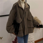 Parkas Naiste &scaron;ikk lapiline velvet Vintage paks lahtine talvine soe naiste v&auml;lir&otilde;ivad uusim mood, tasku, naistele k&otilde;ik sobivad XXL pruun