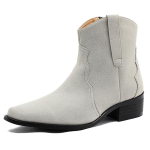 Meeste L&auml;&auml;ne Saapad K&otilde;rge Kontsaga Mootorratturi Saapad PU Nahast L&uuml;hikesed Esitlussaapad K&otilde;rgust Lisavad Teravaotsalised Cowboy Ankle Boots 46 beež