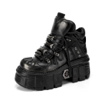 Unisex Gootilised Punk Platvorm Nahast Saapad Metallist K&otilde;rgendusega Ratsutamiseks Mootorrattale Paeladega Kingad 41 black