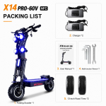 X14 Pro 5000W*2 Kahe mootoriga Elektriroller 60V 50Ah Liitiumaku 80km/h 120km S&otilde;iduulatus 13-tollised Maastikurehvid X14PRO-60V NFC-1-TT
