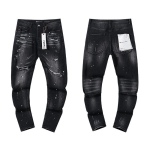 Meeste Tatters Pritsitud V&auml;rv Meeste Slim Rebenenud M&auml;rgiga Venivad Retro K&otilde;rgekvaliteedilised Meeste P&uuml;ksid 38 black
