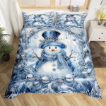 Merry Christmas lumemees 3D prindiga voodipesukomplekt V&auml;rske stiil Mugav pehme tekikott King Queen Twin suurus S&uuml;nnip&auml;evakingitus Magamistoa dekoratsioon EU Single 135*200cm/53x79in 3pcs gray