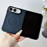 Magnetiline iPhone Duo Foldi &uuml;mbris Luksuslik s&uuml;sinikkiust nahast kaitsev tagakaas Magsafe juhtmevaba laadimiseks Kest Funda iPhone Ultra sinine