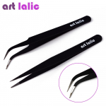 2 tk pintsetid k&uuml;&uuml;ntekunsti jaoks roostevabast terasest kumerad sirged mustad pintsetid k&uuml;&uuml;nte kividekoratsiooniks korjamist&ouml;&ouml;riist manik&uuml;&uuml;ri t&ouml;&ouml;riist lalic