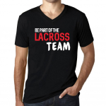Meeste vintage t-s&auml;rk graafilise tr&uuml;kiga V-kaelus Ole osa LACROSSE'i meeskonnast s&uuml;gavmust valge tekst S must