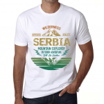 Meeste Vintage T-s&auml;rk Graafiline T-s&auml;rk M&auml;giekspedeerija Serbia Valge XS valge