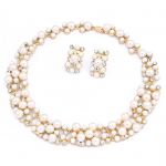 Twinkle Trinket 2tk Naiste kunstp&auml;rlitest kristallkivist inkrusteeritud kaelakee k&otilde;rvar&otilde;ngaste kaunistuste komplekt