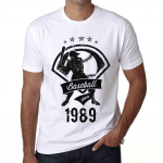 Meeste Vintage T-s&auml;rk Graafiline T-s&auml;rk pesapalli aastast 1989, valge XS valge