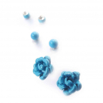 Les Tr&eacute;sors De Lily [J8129] - 3 paires de boucles 'Rosa Romantica' turquoise t&uuml;rkiissinine