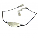 Les Tr&eacute;sors De Lily [P7973] - Bracelet cr&eacute;ateur Acier 'Boho' argent&eacute; noir (plume) - 20x8 mm h&otilde;be