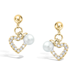 Les Tr&eacute;sors De Lily [Q6833] - kullatud k&otilde;rvar&otilde;ngad  Love  valgest kullast - 14x7 mm valge