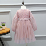 Suvine t&uuml;drukute kleit lastele roosa pits printsess kleidid laste pikkade varrukatega valge s&uuml;nnip&auml;evakleit 3t