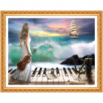 DIY 5D Teemantmaal Ristpistes Scenic Tikand Mere&auml;&auml;rne Kaunitar Full Resin Square Teemant 20X30CM