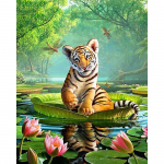 5D DIY Teemantmaal Lotu tiiger Tikand Ristpistes Rhinestone Mosaiic Kodukaunistus 20X30CM