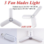 E27 LED garaažipoe t&ouml;&ouml;valgusti laekinnitusega deformeeritav lamp 3 fan blades light valge