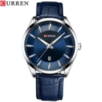 CURREN kvartskellad meestele Nahast rihmaga meeste k&auml;ekellad Top Luksuslik br&auml;ndi &auml;rimeeste kell 45 mm Reloj Hombres sinine