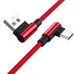 90-kraadine USB Type C Samsung XiaoMi HuaWei kiirlaadimise andmejuhtme jaoks 2M punane