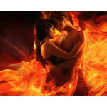 Teemanttikandite armastajad leekides t&auml;ispuur Teemantmaaling Ristpistes &uuml;mmarguse puuri pilt Full Round 20x25CM