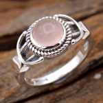 Roosa kvarts s&otilde;rmus, k&auml;sitsi valmistatud ehted, Statement ehted, 925 naela h&otilde;bedast ehted, h&otilde;bes&otilde;rmus 6.5 roosa