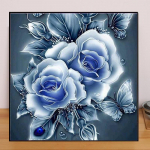 Lilled DIY 5D Teemantmaal Sinine Saint Laurent Teemanttikandid T&auml;ielik Lay Anime Ristpistes Komplektid Kodukaunistus K&auml;sitsi valmistatud kingitus Round 25x25cm