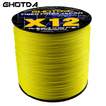 GHOTDA uus X12 Super Strong 500M 12 haruga p&otilde;imitud &otilde;ngen&ouml;&ouml;r, multifilament PE n&ouml;&ouml;r, merevee p&uuml;&uuml;gitarbed 25 30 39 50 65 77 92 120 LB 2.0 kollane