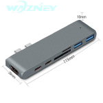 Kahe t&uuml;&uuml;pi C-HDMI laiendusdokk usb3.1 Thunderbolt-muundur seitse-&uuml;hes Macbooki teleprojektor