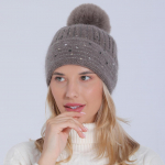 Naiste s&uuml;gistalvine pl&uuml;&uuml;sist kootud pehme j&auml;nesevillane m&uuml;ts soe barett OneSize khaki