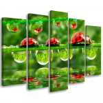 Viieosalise pildiga l&otilde;uendiprint Ladybird Grass Drop 100x70 roheline