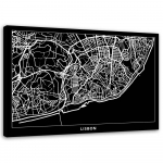 L&otilde;uendiprint Linnakaart Lissabon 60x40 valge/must