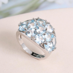 Bolaijewelry Naturaalne taevasinine topaasi v&auml;&auml;riskivist s&otilde;rmus 925 naelsterlingit h&otilde;bedane peen ehe Naiste juubelikingitus US RING SIZE 7# sinine