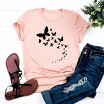 (Aasia suurus)Tee Top Love Heart Butterfly Stiilis Riietus Vabaaja l&uuml;hikeste varrukatega naiste printimine Naiste moodne T-s&auml;rk Naiste graafiline T-s&auml;rk S