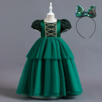 T&uuml;drukute printsesskleit puhvis v&otilde;rkseelik &Otilde;htukleit Pikk kleit 120cm (Height 110-120cm) punane