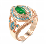 Smaragdroheline tsirkoon kahekordse valge tsirkooniga, t&uuml;rkiissinised ovaalsed s&otilde;rmused, naiste luksuslikud etnilises stiilis ehted peoaksessuaarid 7 roheline