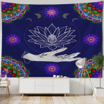 Ps&uuml;hhedeelne mandala gobel&auml;&auml;n geomeetriline fraktaalikunst seinale kinnitatav hipi boheemlaslik kodukaunistamine gobel&auml;&auml;n jooga madratsilinad 90x75cm