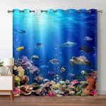 Sinised ookeanikardinad elutuppa Merikala kilpkonna pimendavad kardinad magamistoa jaoks Esteetilised kodukaunistused kardinad 2 paneeli W53.5 X H114cm X 2