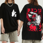 Mootorsaag Mees Anime T-s&auml;rk Naiste Warrior Denji Manga T-s&auml;rgid Multifilm Koomiks Makima Hayakawa Aki Pochita Puuvillased T-s&auml;rk Unisex suvine T-s&auml;rk XXXL