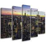 Viieosalise pildil&otilde;uendi print New York City Night 100x70 mitmev&auml;rviline
