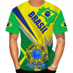 Centenary of Brasil Meeste T-s&auml;rk Suvine O kaelusega Pullover L&uuml;hikeste varrukatega Moodsad r&otilde;ivad Brasiilia lipp Suurem&otilde;&otilde;dulised meester&otilde;ivad 6XL