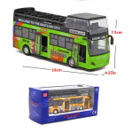 1:32 Scale Cast Sightseeing Tour Buss Toy Back Vehicles, Mini Double Decker Tourist Open Top buss Mudelauto tulede ja muusikaga 1/32-18x7.5x4.5cm roheline