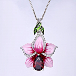 Tere, peen emailiga virsiku&otilde;ie lehtedest ripats kaelakee naiste kihlus pulmapeole kingitud ehted roosa