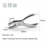1 tk Metallist k&auml;sitsi paberipunch K&auml;sit&ouml;&ouml;leht &Uuml;he auguga perforaator k&otilde;rvar&otilde;nga kaelakee jaoks Scrapbooking stantsid Materjalid 3/6 mm augu suurus hold 3mm