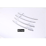4 x s&uuml;sinikkiust ABS kroomitud auto uksek&auml;epideme trimm Mercedes Benz A GLK GL ML C klassi W204 X204 W176 jaoks koos LOGO autoga Shiny silver white
