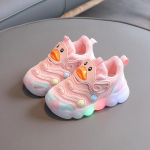 2024. aasta uued kevadised t&uuml;drukute LED-valgusv&otilde;rgust multifilmiroosad spordijalatsid 16 valge