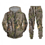 Kevad-s&uuml;gis vahtralehed kamuflaaž 3D prinditud meeste lukuga kapuutsid p&uuml;ksid komplektid dressid &otilde;ues kalap&uuml;&uuml;k telkimine jahi&uuml;likond L