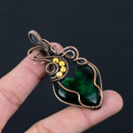 Roheline v&auml;lklamp labradoriit v&auml;&auml;riskivist puhta vasktraadiga m&auml;hitud k&auml;sitsi valmistatud ripatsehted kingituseks 2.83 Inches